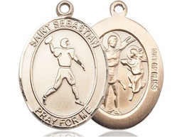 [7161GF] 14kt Gold Filled Saint Sebastian Football Medal