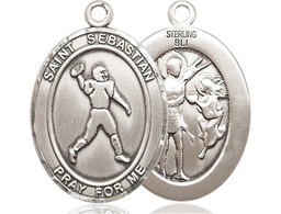 [7161SS] Sterling Silver Saint Sebastian Football Medal