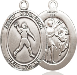 [7161SS] Sterling Silver Saint Sebastian Football Medal