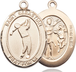 [7162GF] 14kt Gold Filled Saint Sebastian Golf Medal