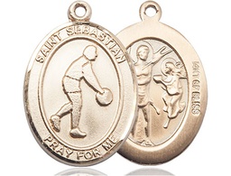 [7163GF] 14kt Gold Filled Saint Sebastian Basketball Medal