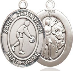 [7163SS] Sterling Silver Saint Sebastian Basketball Medal