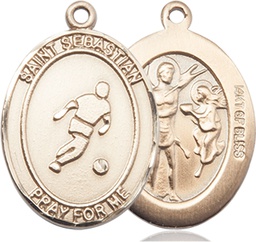 [7164GF] 14kt Gold Filled Saint Sebastian Soccer Medal