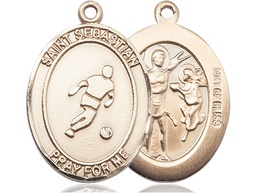 [7164GF] 14kt Gold Filled Saint Sebastian Soccer Medal