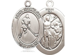 [7165SS] Sterling Silver Saint Sebastian Ice Hockey Medal