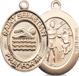 [7167GF] 14kt Gold Filled Saint Sebastian Swimming Medal