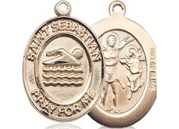 [7167GF] 14kt Gold Filled Saint Sebastian Swimming Medal