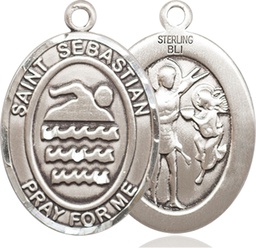 [7167SS] Sterling Silver Saint Sebastian Swimming Medal