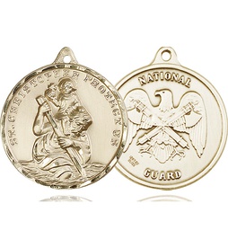 [0203KT5] 14kt Gold Saint Christopher National Guard Medal