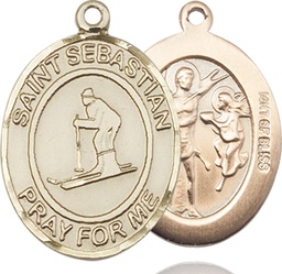 [7169GF] 14kt Gold Filled Saint Sebastian Skiing Medal