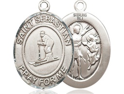 [7169SS] Sterling Silver Saint Sebastian Skiing Medal