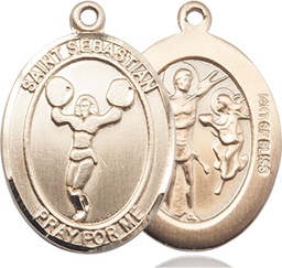 [7170GF] 14kt Gold Filled Saint Sebastian Cheerleading Medal