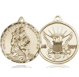 [0203KT6] 14kt Gold Saint Christopher Navy Medal