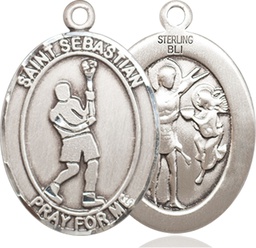 [7174SS] Sterling Silver Saint Sebastian Lacrosse Medal