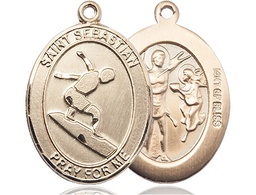 [7175GF] 14kt Gold Filled Saint Sebastian Surfing Medal