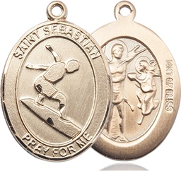 [7175GF] 14kt Gold Filled Saint Sebastian Surfing Medal