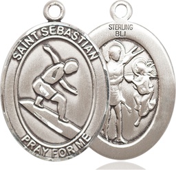 [7175SS] Sterling Silver Saint Sebastian Surfing Medal