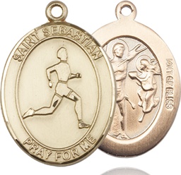 [7176GF] 14kt Gold Filled Saint Sebastian Track and Field Medal