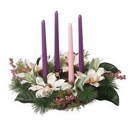 [RO-136413] 16"H Magnolia Christmas Table - Wreath Candle Holder - Christmas