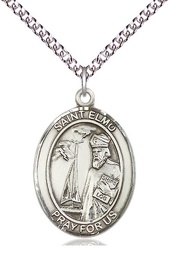[7031SS/24SS] Sterling Silver Saint Elmo Pendant on a 24 inch Sterling Silver Heavy Curb chain