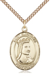 [7033GF/24GF] 14kt Gold Filled Saint Elizabeth of Hungary Pendant on a 24 inch Gold Filled Heavy Curb chain