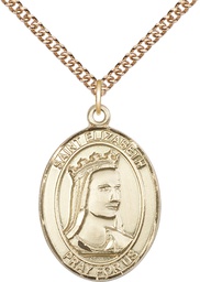 [7033GF/24GF] 14kt Gold Filled Saint Elizabeth of Hungary Pendant on a 24 inch Gold Filled Heavy Curb chain