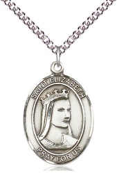 [7033SS/24SS] Sterling Silver Saint Elizabeth of Hungary Pendant on a 24 inch Sterling Silver Heavy Curb chain