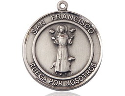 [7036RDSPSS] Sterling Silver San Francis of Assisi Medal