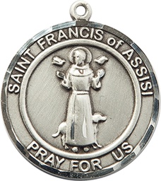 [7036RDSS] Sterling Silver Saint Francis of Assisi Medal