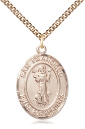 [7036SPGF/24GF] 14kt Gold Filled San Francis Pendant on a 24 inch Gold Filled Heavy Curb chain