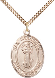 [7036SPGF/24GF] 14kt Gold Filled San Francis Pendant on a 24 inch Gold Filled Heavy Curb chain