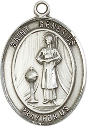 [7038SS] Sterling Silver Saint Genesius of Rome Medal