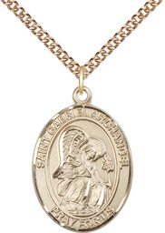 [7039GF/24GF] 14kt Gold Filled Saint Gabriel the Archangel Pendant on a 24 inch Gold Filled Heavy Curb chain