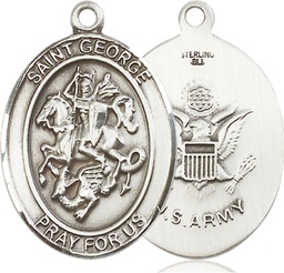 [7040SS2] Sterling Silver Saint George Army Medal