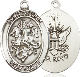 [7040SS6] Sterling Silver Saint George Navy Medal