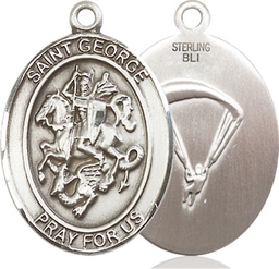 [7040SS7] Sterling Silver Saint George Paratrooper Medal