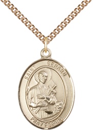 [7042GF/24GF] 14kt Gold Filled Saint Gerard Majella Pendant on a 24 inch Gold Filled Heavy Curb chain