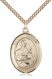 [7042GF/24GF] 14kt Gold Filled Saint Gerard Majella Pendant on a 24 inch Gold Filled Heavy Curb chain