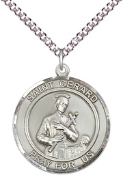 [7042RDSS/24SS] Sterling Silver Saint Gerard Pendant on a 24 inch Sterling Silver Heavy Curb chain