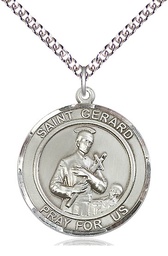 [7042RDSS/24SS] Sterling Silver Saint Gerard Pendant on a 24 inch Sterling Silver Heavy Curb chain