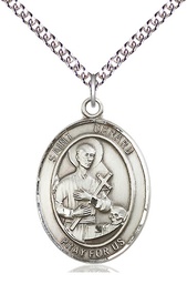 [7042SS/24SS] Sterling Silver Saint Gerard Majella Pendant on a 24 inch Sterling Silver Heavy Curb chain