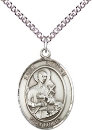 [7042SS/24SS] Sterling Silver Saint Gerard Majella Pendant on a 24 inch Sterling Silver Heavy Curb chain