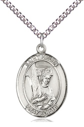 [7043SS/24SS] Sterling Silver Saint Helen Pendant on a 24 inch Sterling Silver Heavy Curb chain