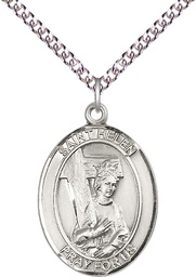 [7043SS/24SS] Sterling Silver Saint Helen Pendant on a 24 inch Sterling Silver Heavy Curb chain