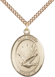 [7044GF/24GF] 14kt Gold Filled Holy Spirit Pendant on a 24 inch Gold Filled Heavy Curb chain