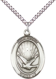 [7044SS/24SS] Sterling Silver Holy Spirit Pendant on a 24 inch Sterling Silver Heavy Curb chain