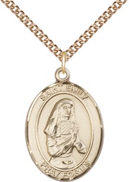 [7047GF/24GF] 14kt Gold Filled Saint Emily de Vialar Pendant on a 24 inch Gold Filled Heavy Curb chain