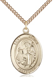 [7050GF/24GF] 14kt Gold Filled Saint James the Greater Pendant on a 24 inch Gold Filled Heavy Curb chain