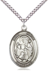 [7050SS/24SS] Sterling Silver Saint James the Greater Pendant on a 24 inch Sterling Silver Heavy Curb chain
