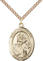 [7053GF/24GF] 14kt Gold Filled Saint Joan of Arc Pendant on a 24 inch Gold Filled Heavy Curb chain